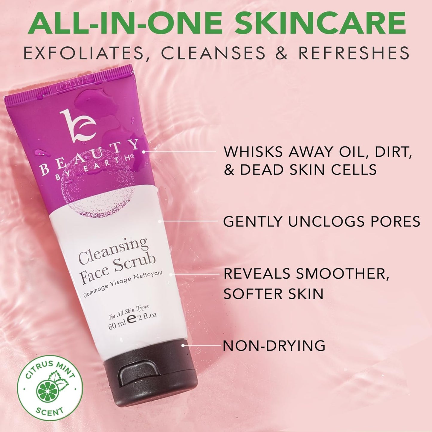 Facial Scrub Exfoliator - USA Made with Natural & Organic Ingredients, Gentle Exfoliating Face Wash Scrub, Facial Exfoliante Para la Cara for Sensitive & Acne Prone Skin, Microdermabrasion Scrub