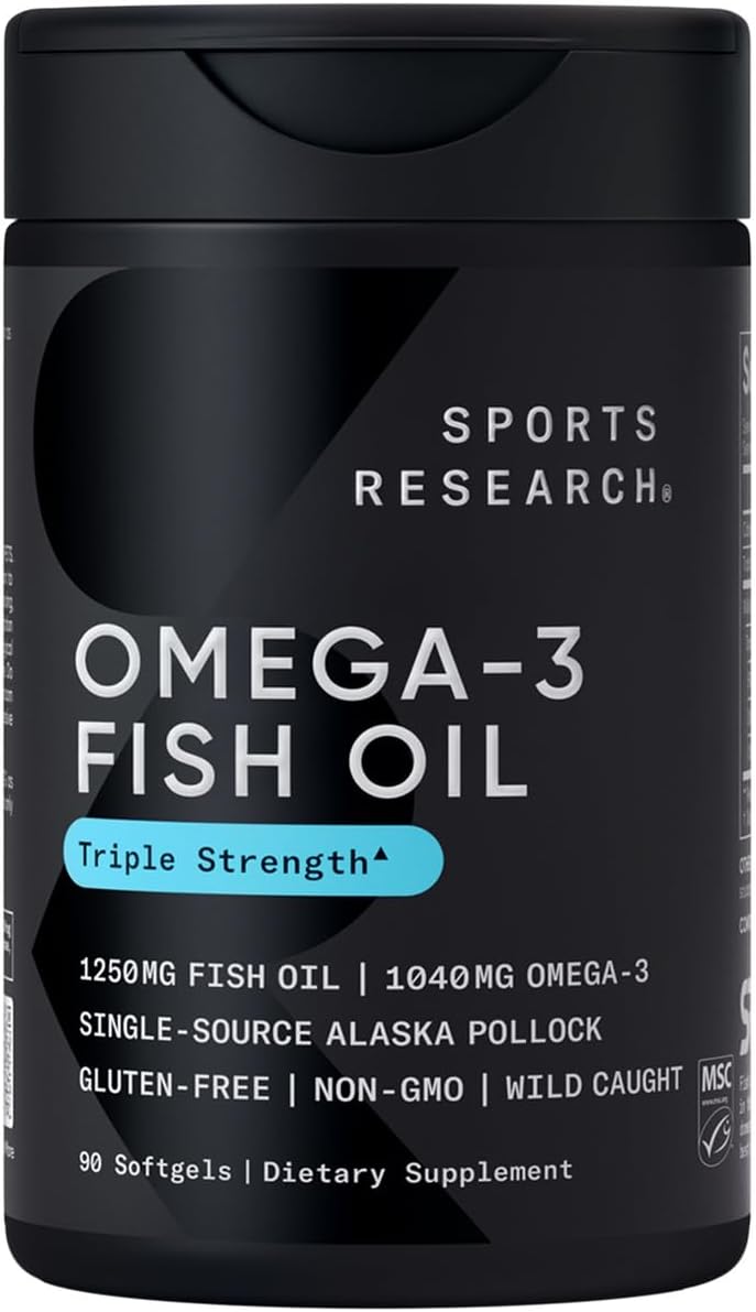 Triple Strength Omega 3 Fish Oil - Burpless Fish Oil Supplement w/EPA & DHA