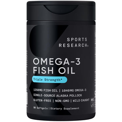 Triple Strength Omega 3 Fish Oil - Burpless Fish Oil Supplement w/EPA & DHA