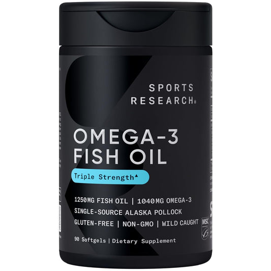 Triple Strength Omega 3 Fish Oil - Burpless Fish Oil Supplement w/EPA & DHA